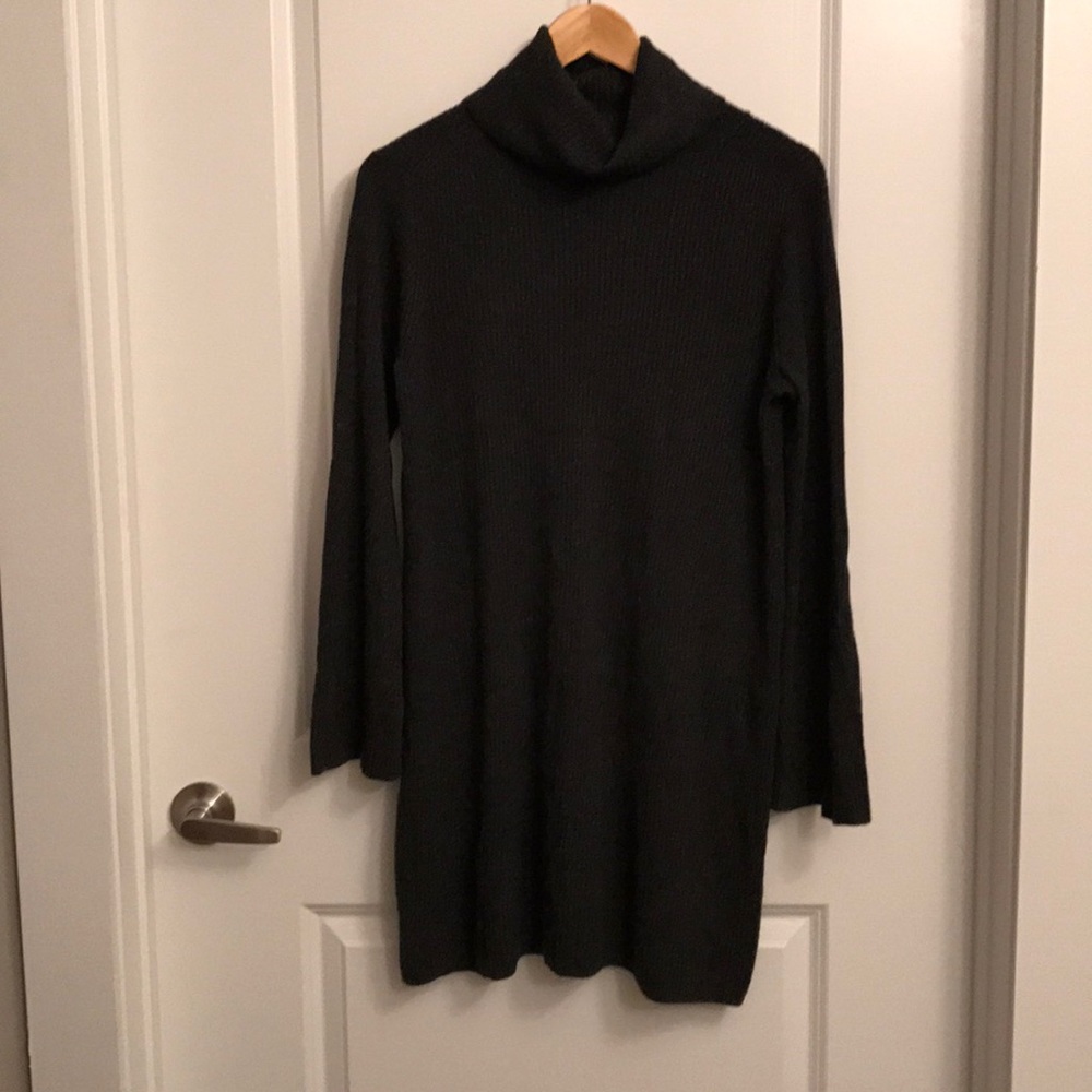 charcoal Madewell knit turtleneck skater dress